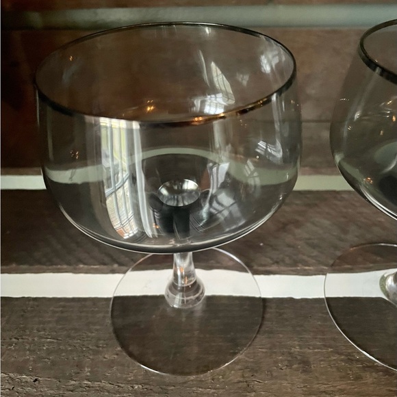 SET OF 2 FOSTORIA  Debutante Smoke Grey 4 1/4" Champagne/Tall Sherbet Glasses - Picture 3 of 5